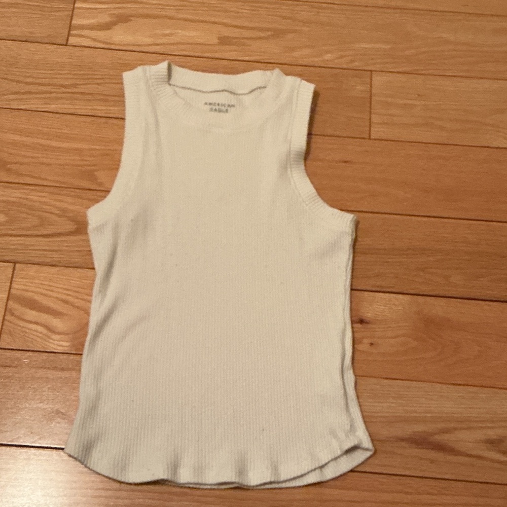 American Eagle Outfitters Cream Ribbed Tank Top